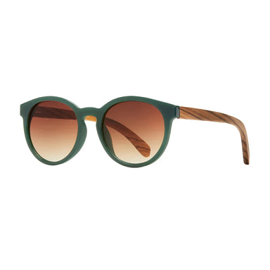 Blue Planet Andiz Polarized Sunglasses in hunter green & zebra wood, front view