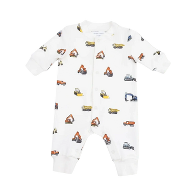 Angel Dear Baby Baseball Collar Romper, Construction Pattern, Front view