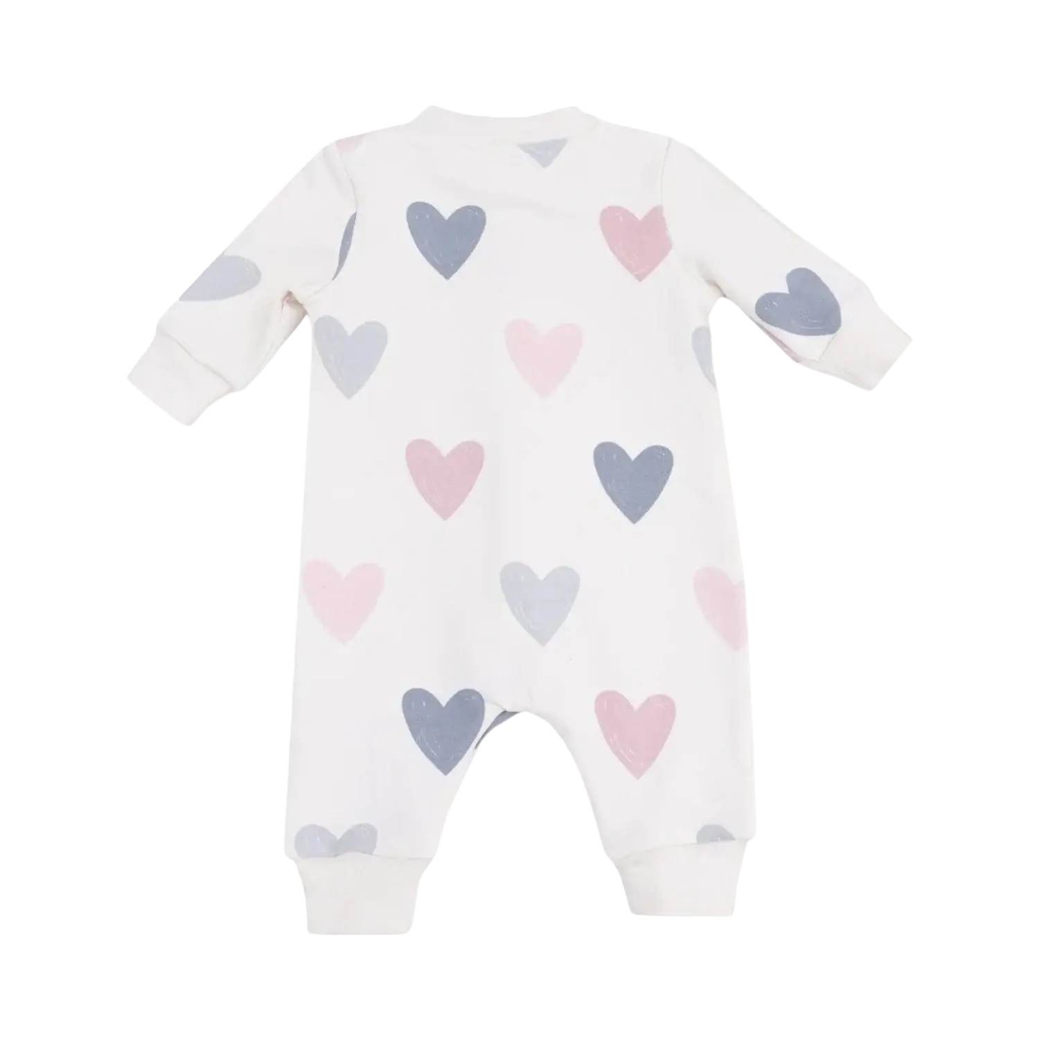 Angel Dear Baby Baseball Collar Romper, Heart Pattern, Back view