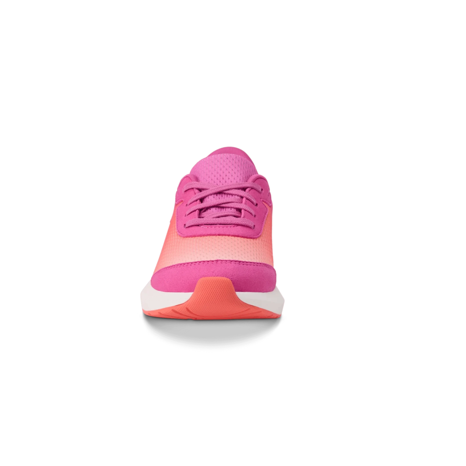 Kizik Kid's Athens 2 sneaker in fiery coral & rose violet, front view