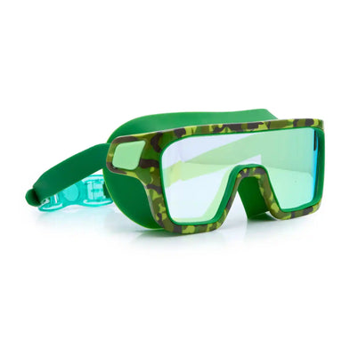 Bling2o Kid's Special Ops Swim Goggles in Guerilla Green, front & side view 