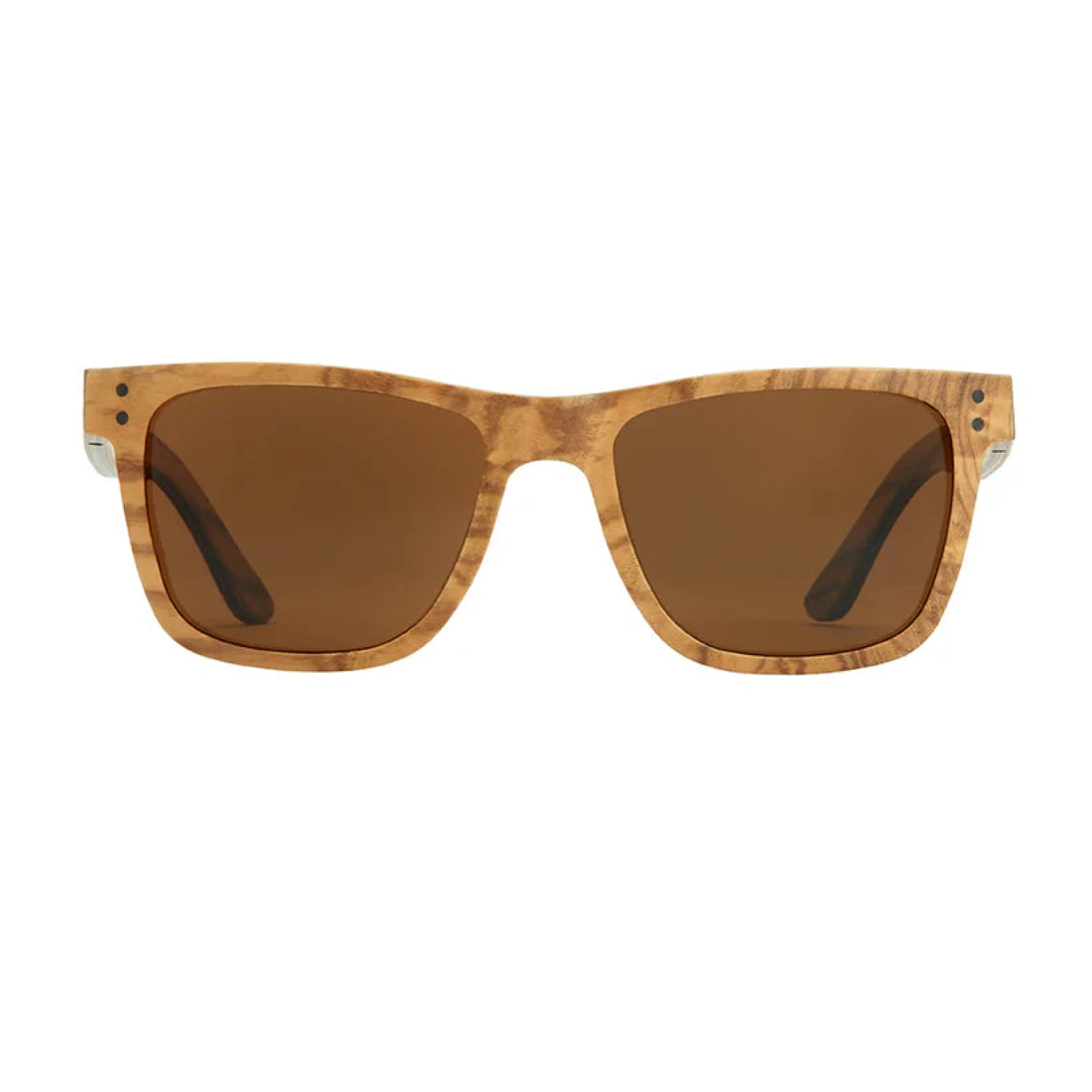 Blue Planet Origins Series Polarized Sunglasses in burl wood, front view