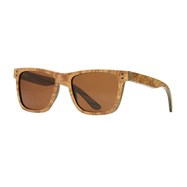 Blue Planet Origins Series Polarized Sunglasses in burl wood, side view