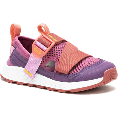 Chaco Kid's Drifter Sandal in drifter & purple rose, front angled view