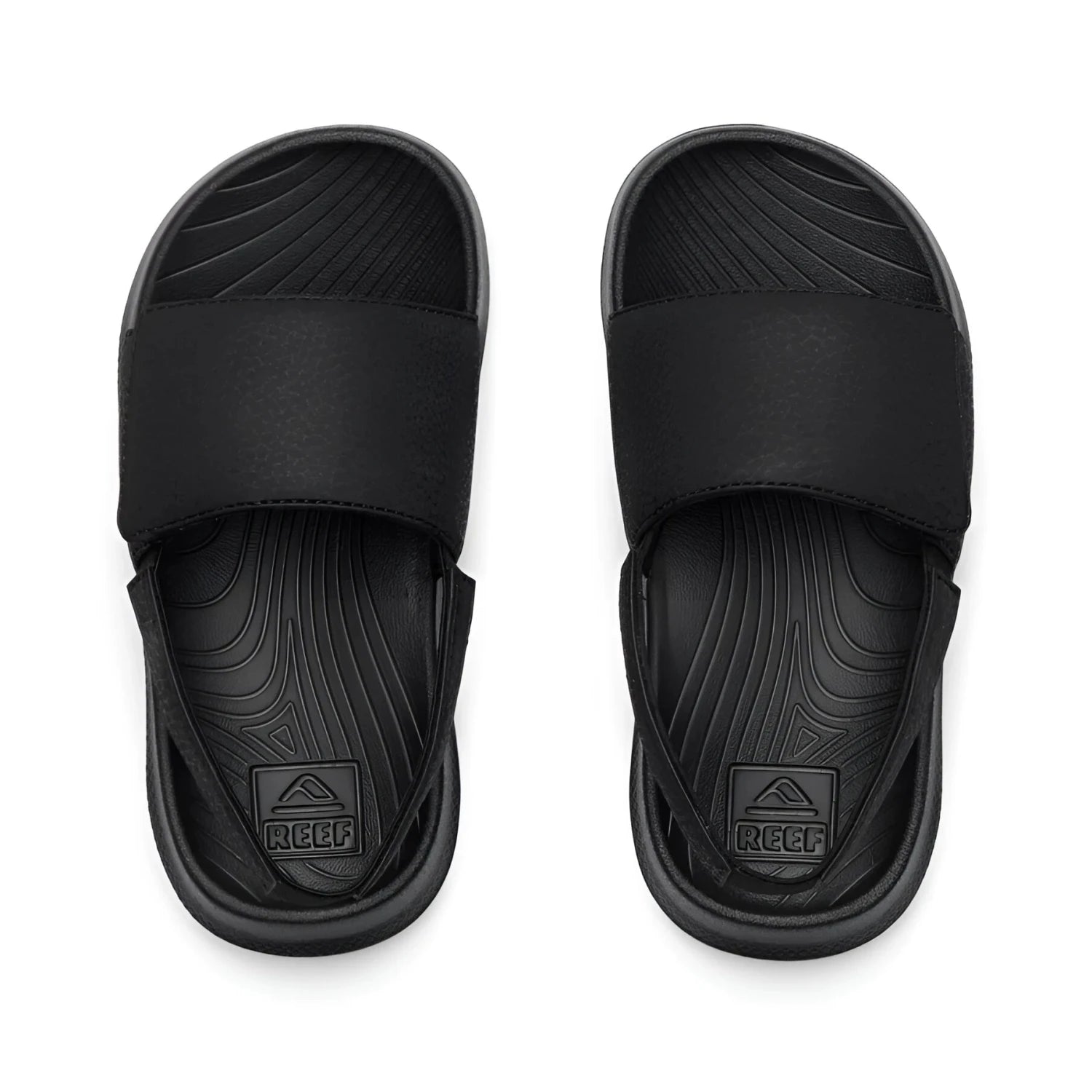 Reef Little Salty Slide in black & white, top view