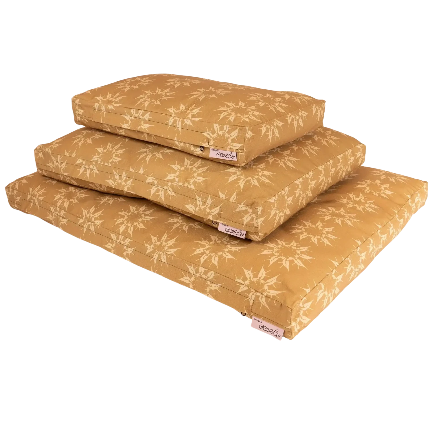 Keep It Cush Stuffable Dog Bed in stilt circle, three sizes stacked