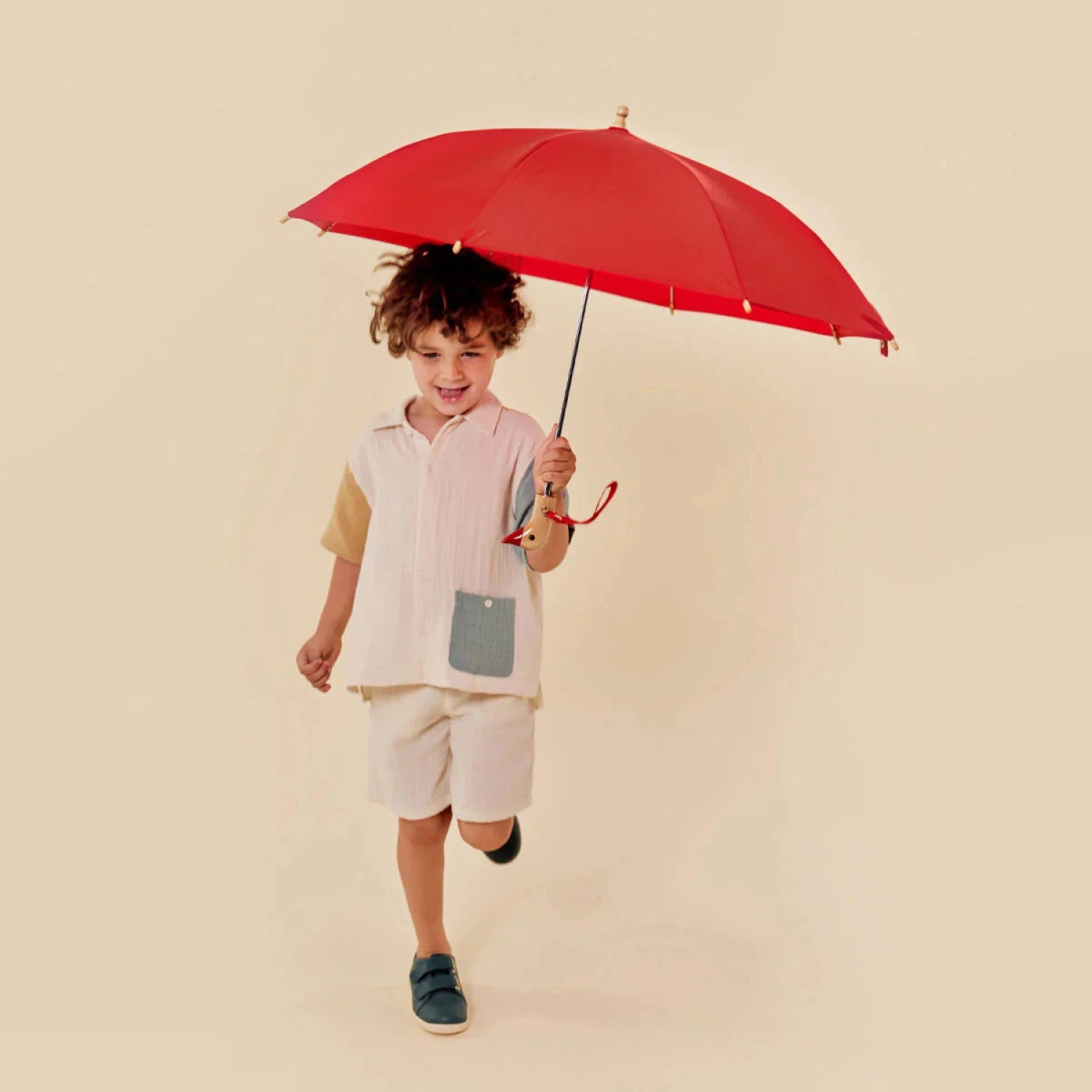 Original Duckhead Duckling Kids Umbrella in red, kid open view