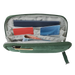 Eagle Creek Stash RFID Passport Wallet in grass green, open with cards view
