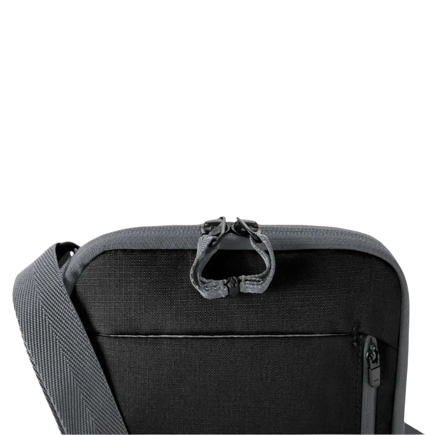 Eagle Creek Stash RFID Crossbody Bag in black, zip lock view