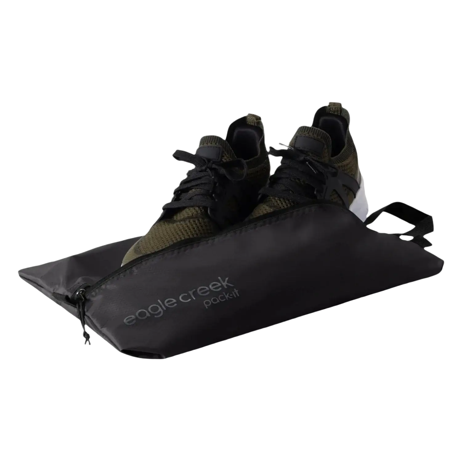 Eagle Creek Pack-It® Isolate Shoe Sack in black, unzipped view