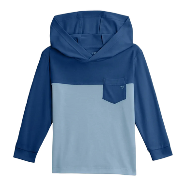 Free Fly Toddler Bamboo Shade Hoodie in true navy & blue fog, flat front view