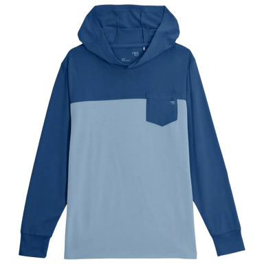 Free Fly Kid's Bamboo Shade Hoodie in true navy & blue fog, flat front view