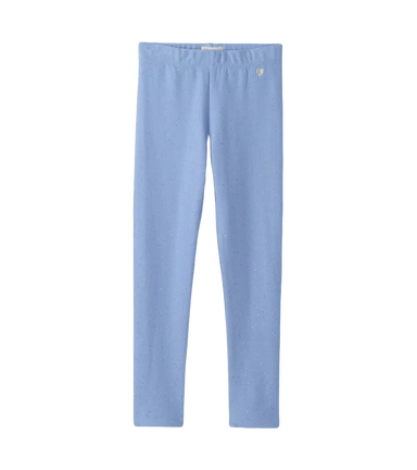 Hatley Girl's Cozy Leggings in cornflower blue, flat front view