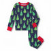 Hatley Kid's Cotton Pajama Set in glow in the dark navy bottle brush, set front view