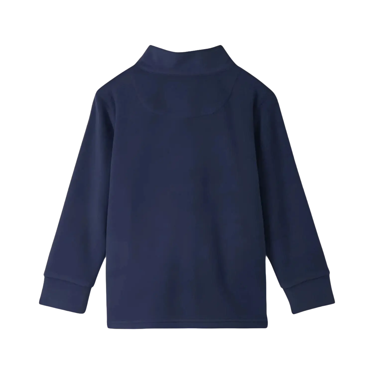 Hatley Kid's Colorblock Fleece 1/4 Zip Mockneck in navy, flat back view
