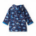 Hatley Kid's Colour Changing Zip-Up Rain Jacket in painted dinos, flat back view