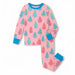 Hatley Kid's Cotton Pajama Set in glow in the dark pink bottle brush, set front view