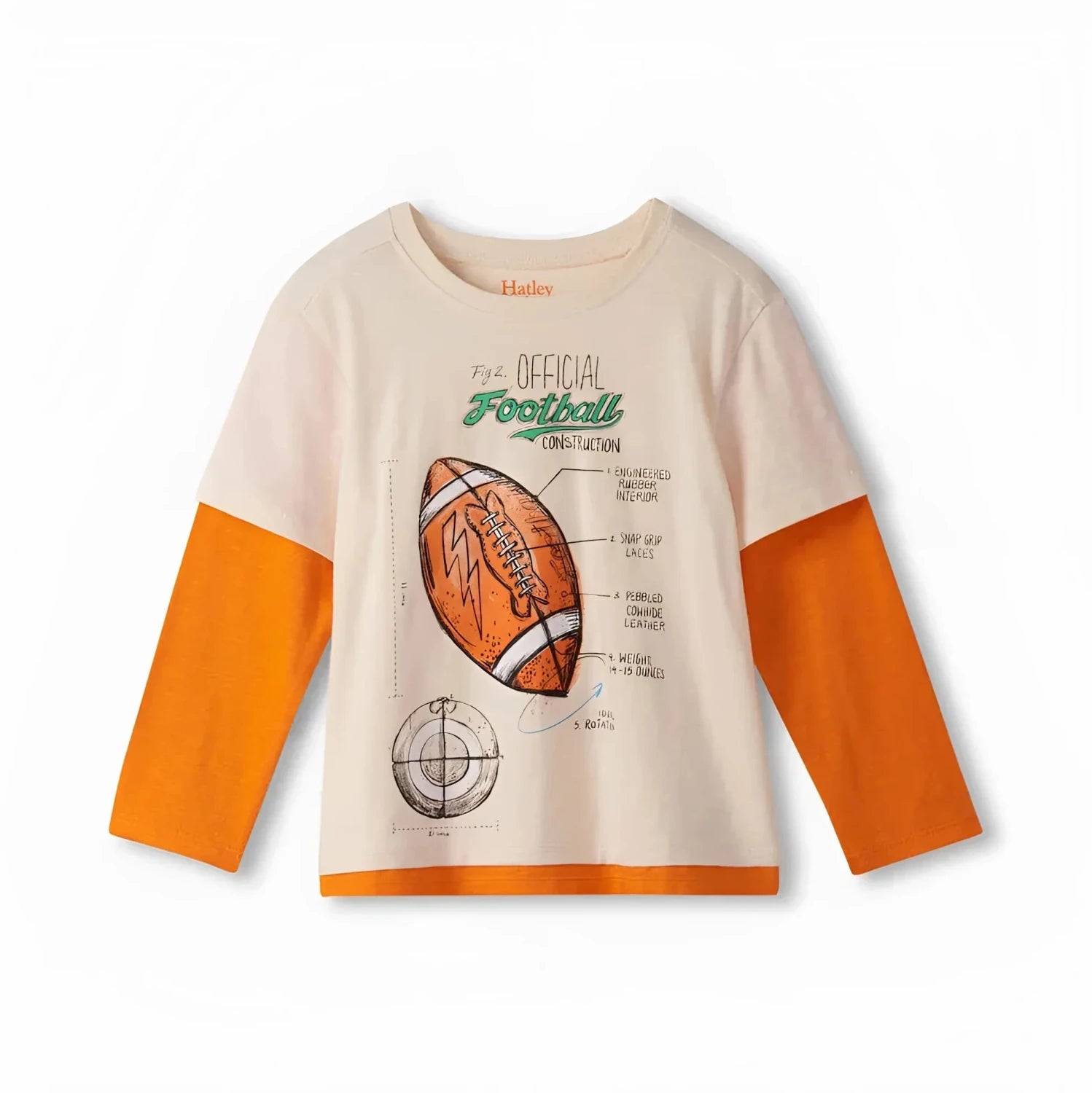 Hatley Boy's Football Fooler Long Sleeve T-Shirt, flat front view