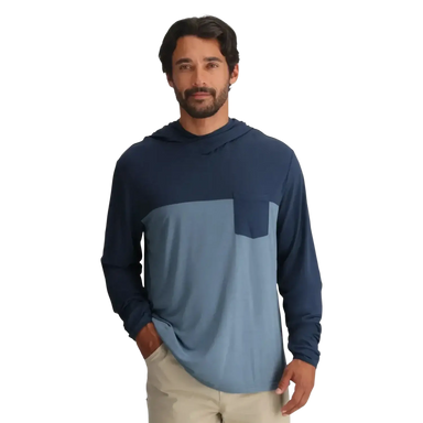 Free Fly Men's Bamboo Hybrid Hoodie, model front view