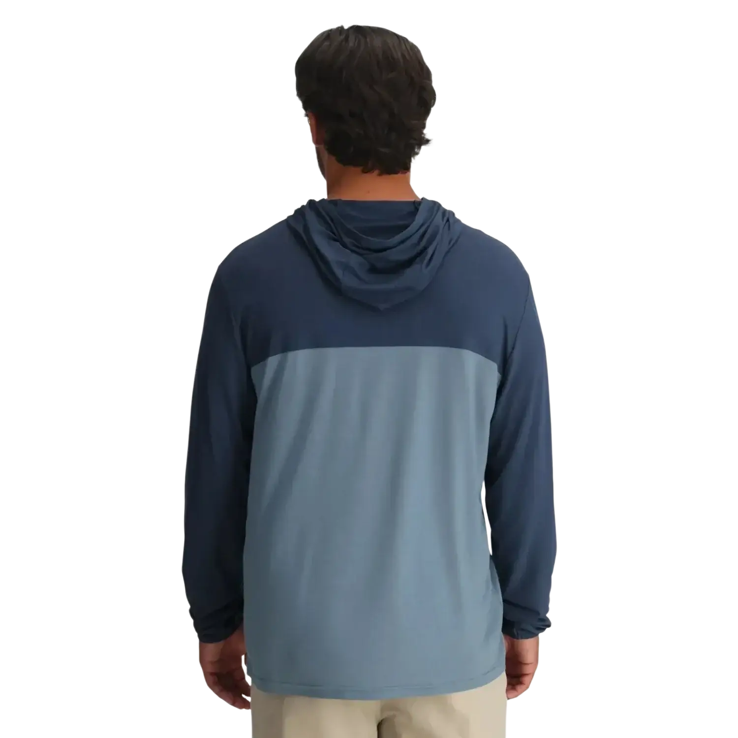 Free Fly Men's Bamboo Hybrid Hoodie, model back view