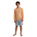 Free Fly K's Bamboo Shade Hoodie in Tropic Orange, front view on model
