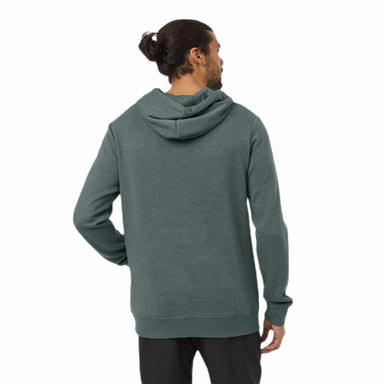 TenTree Men's Juniper Hoodie in urban green white heather, model back