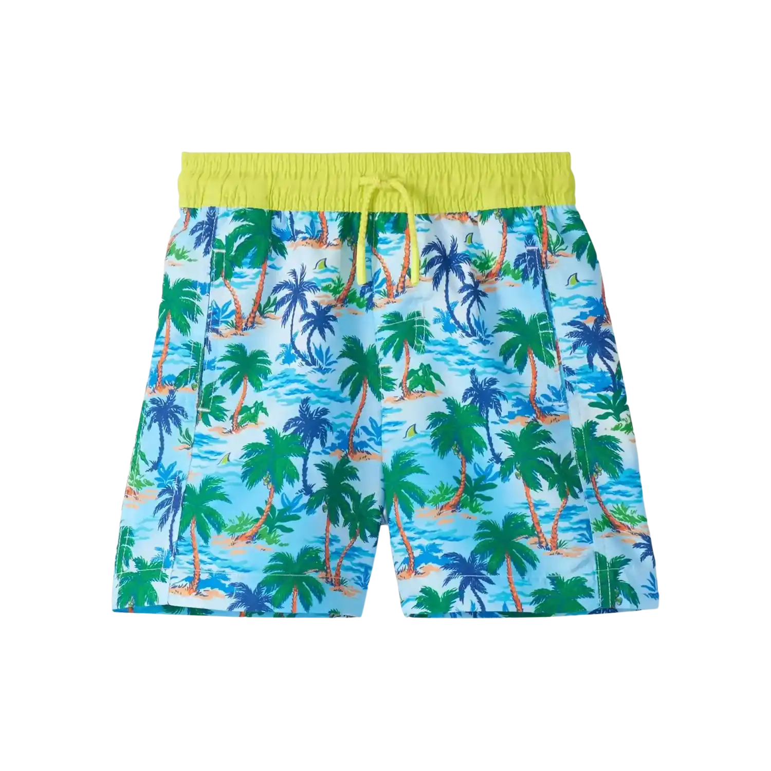 Hatley Boy's Tropical Swim Shorts in Deserted Island, front view flat