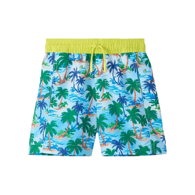 Hatley Boy's Tropical Swim Shorts in Deserted Island, front view flat