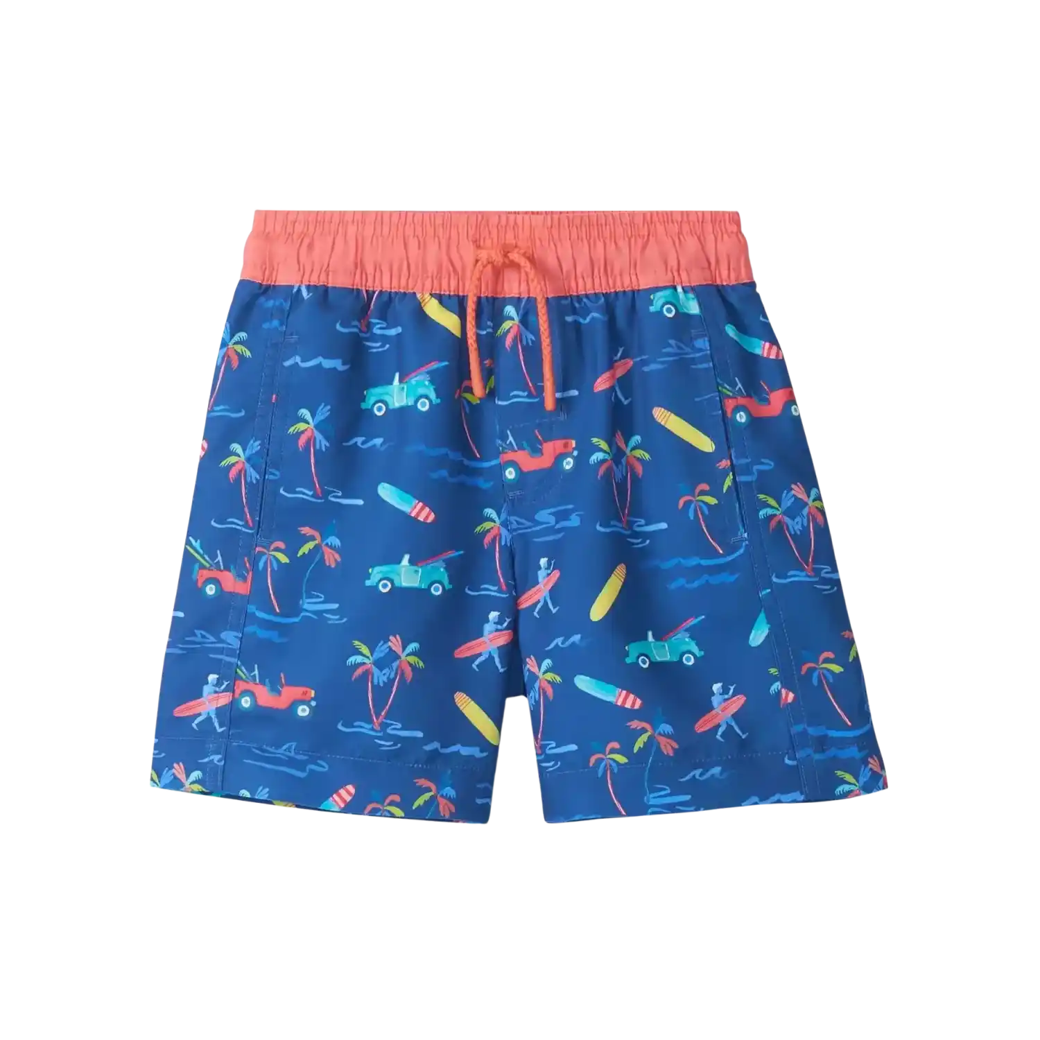 Hatley Boy's Tropical Swim Shorts in Surfs Up, front view flat