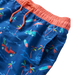 Hatley Boy's Tropical Swim Shorts in Surfs Up, front view of waistband detail