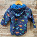 Hatley Kid's Snap Rain Coat, back view, blue dinos