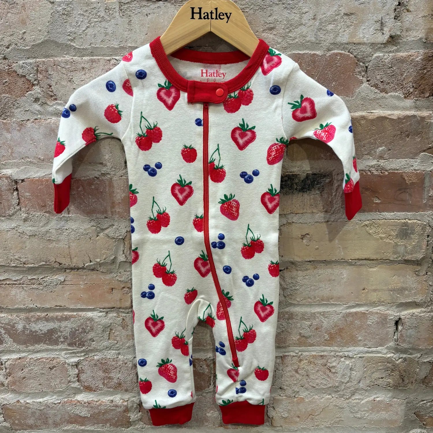 Hatley Baby Cotton Coverall, front view berries