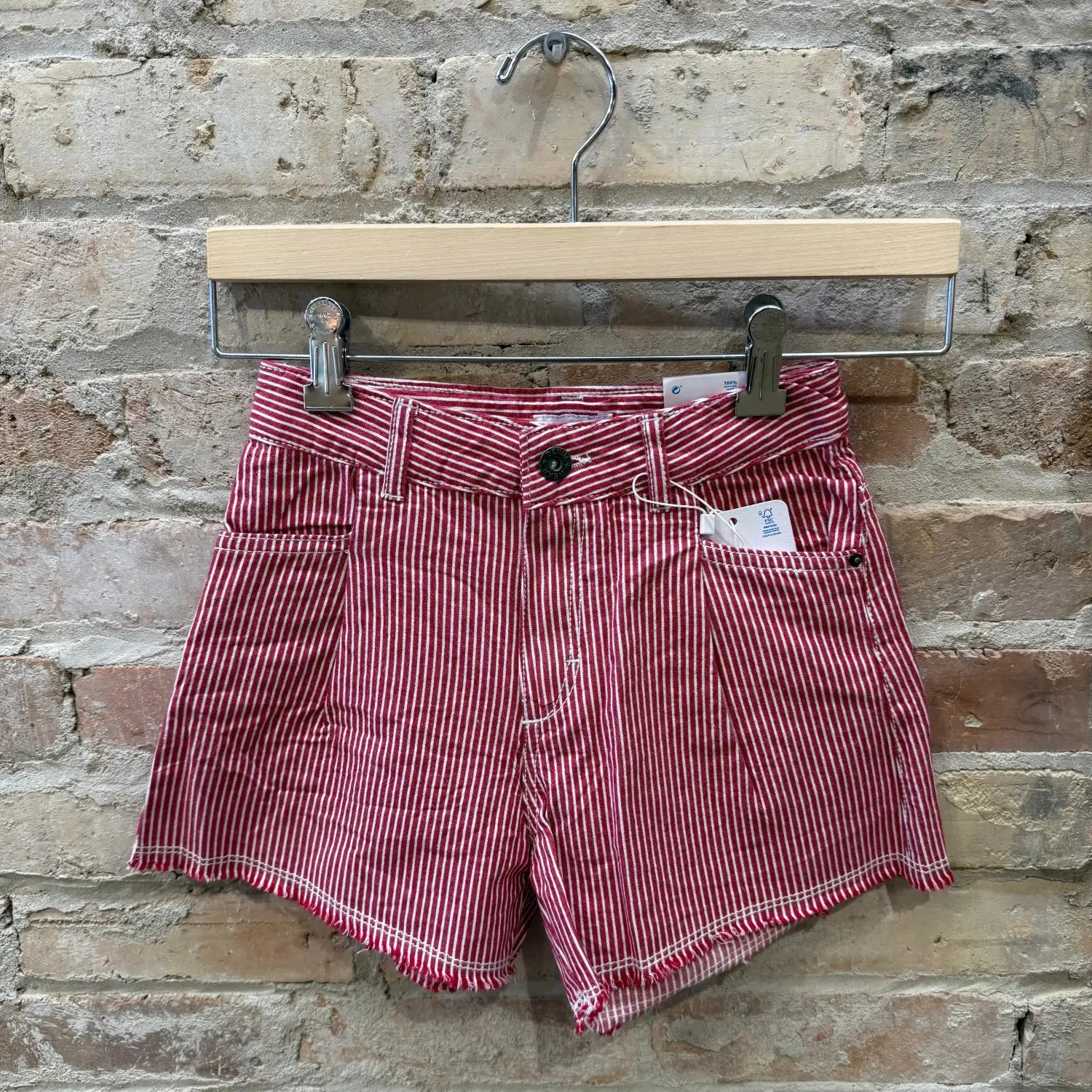 Mayoral Girls's Stripe Denim Shorts, front view