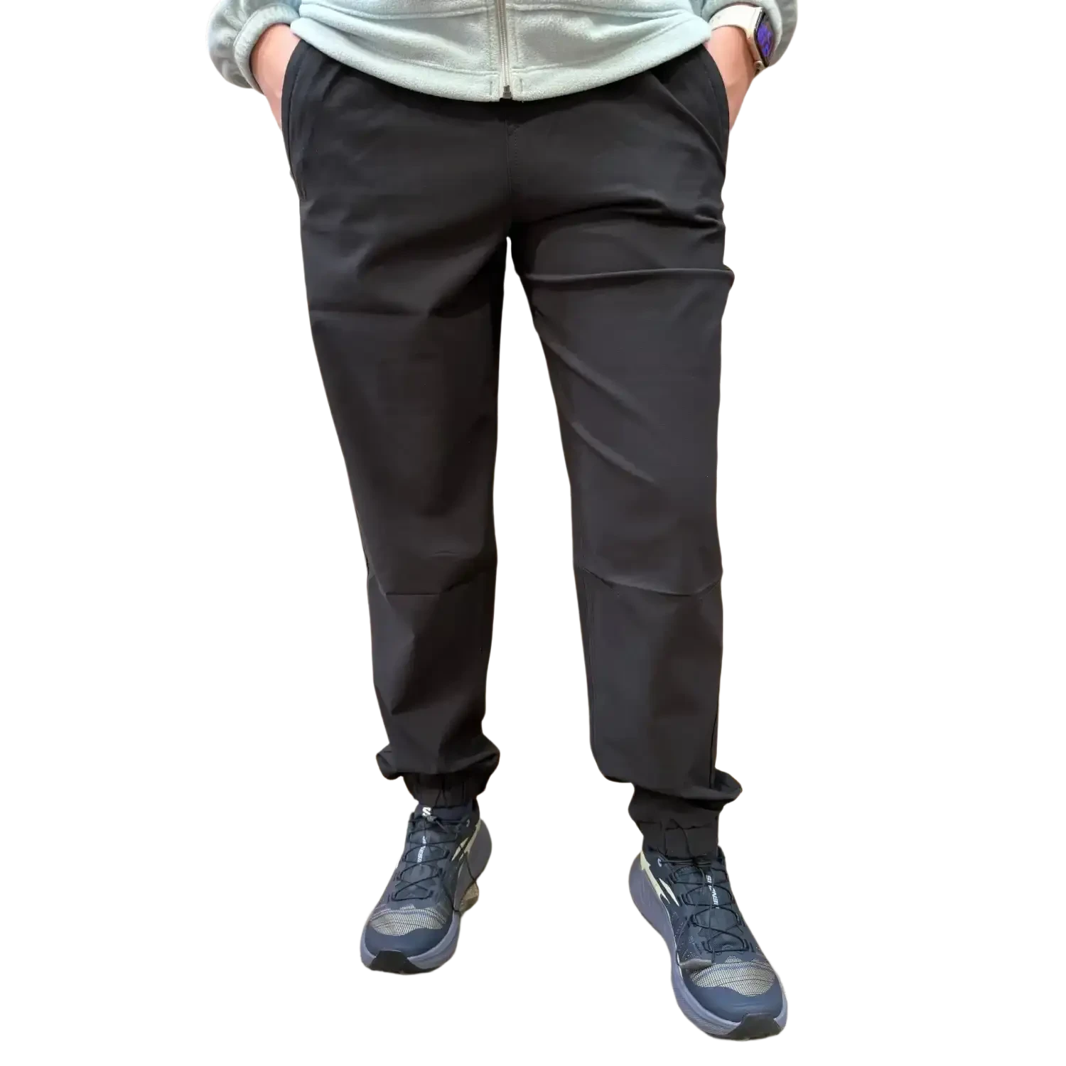 PrAna Women's Wonderland Rocks E-Waist Jogger in black, on model front view