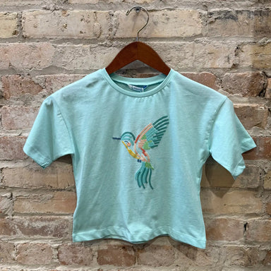 Mayoral Girl's SS Turquoise Bird T-Shirt, front view