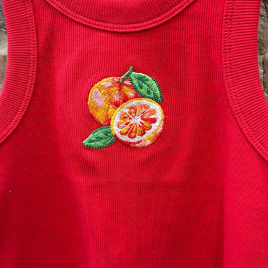 Mayoral Girl's Tank Top, close up of embroidered detail