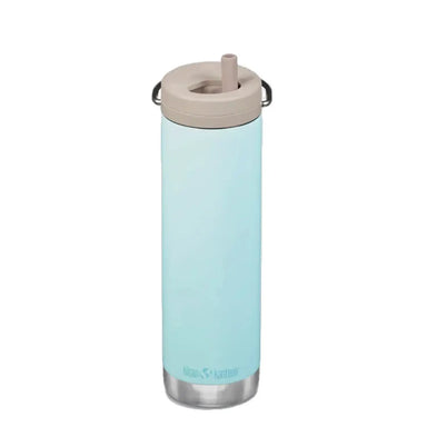 TKWide Insulated Water Bottle with Twist Cap 20 oz in blue tint with straw up