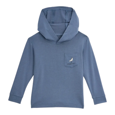 Free Fly Toddler Bamboo Shade Hoodie in free to roam & pacific blue, front view