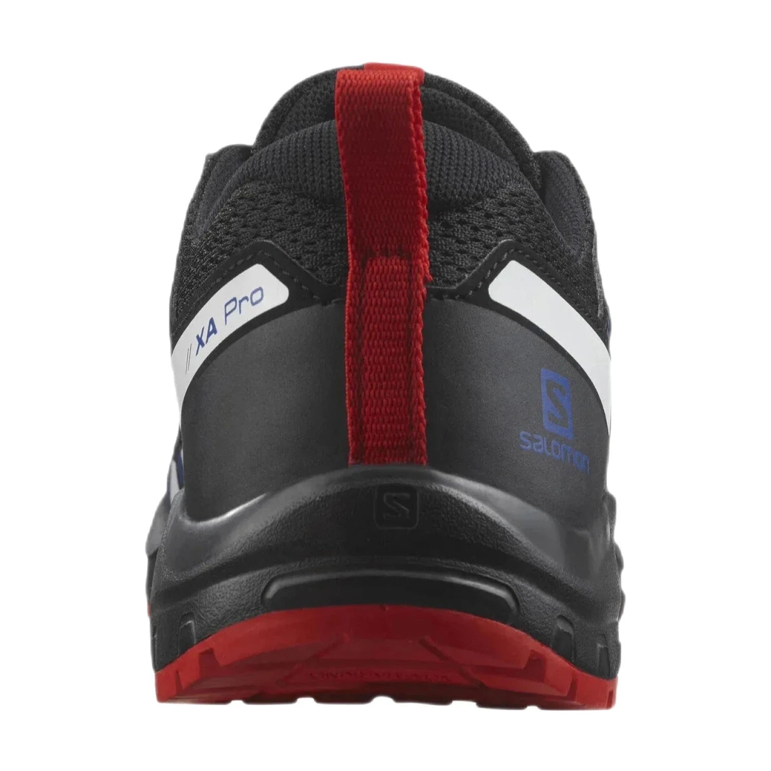 Salomon XA PRO V8 Shoes in black lapis blue red back view