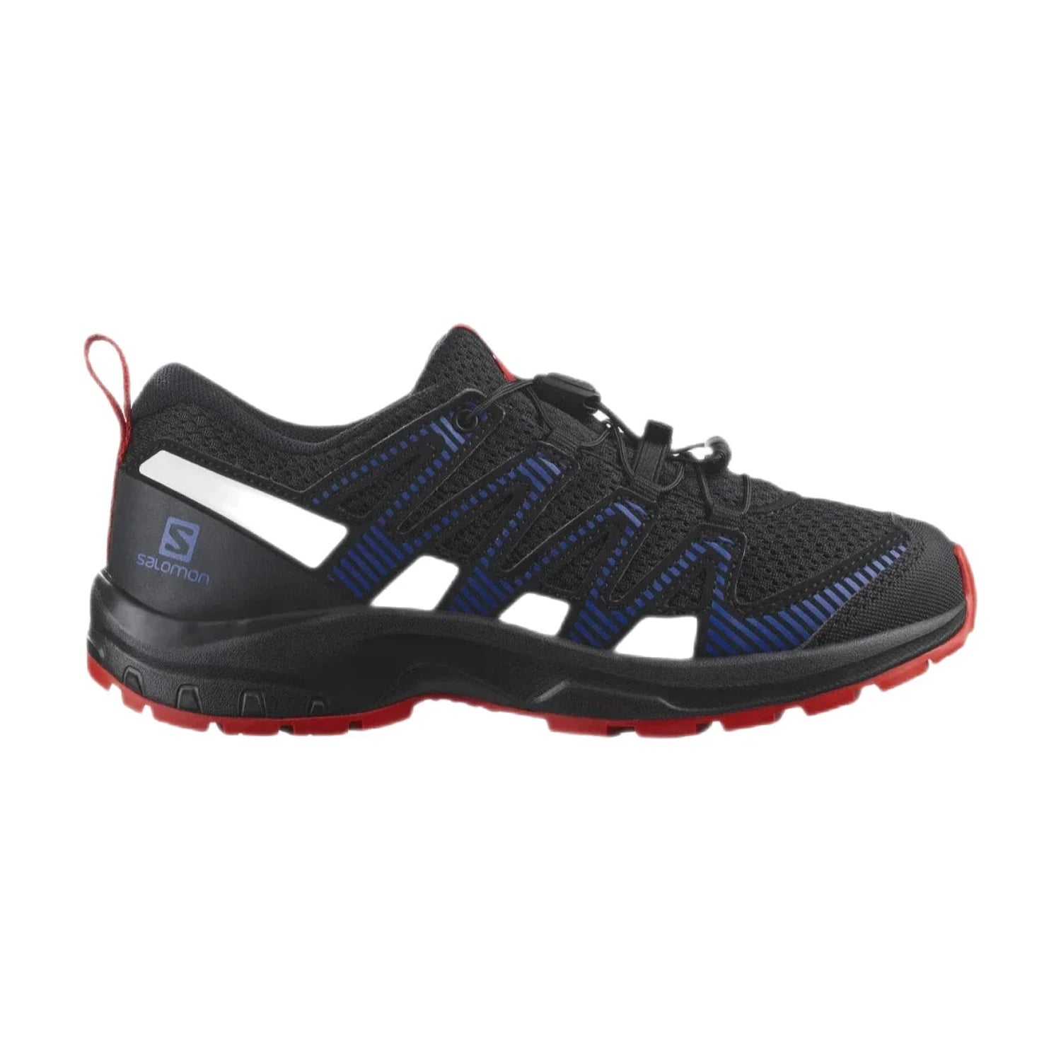 Salomon XA PRO V8 Shoes in black lapis blue red, side view