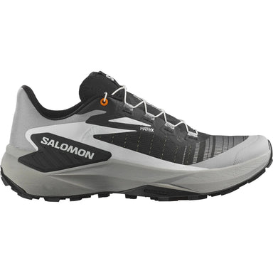 Salomon Men's GENESIS Trail Running Shoes in black, alloy & turmeric, side view