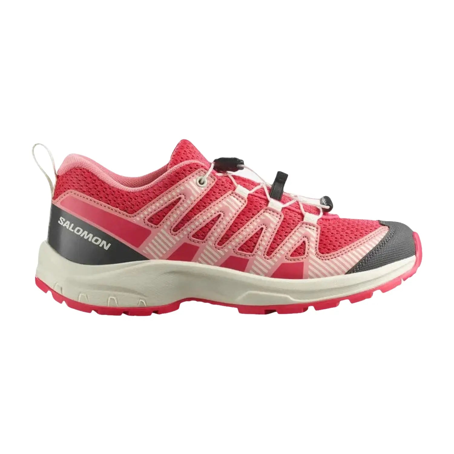 Salomon Kid's XA PRO V8 Junior in red rouge, almond milk & flamingo pink, side view