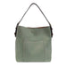 Joy Susan Classic Hobo Handbag in dusty sage and coffee, front view