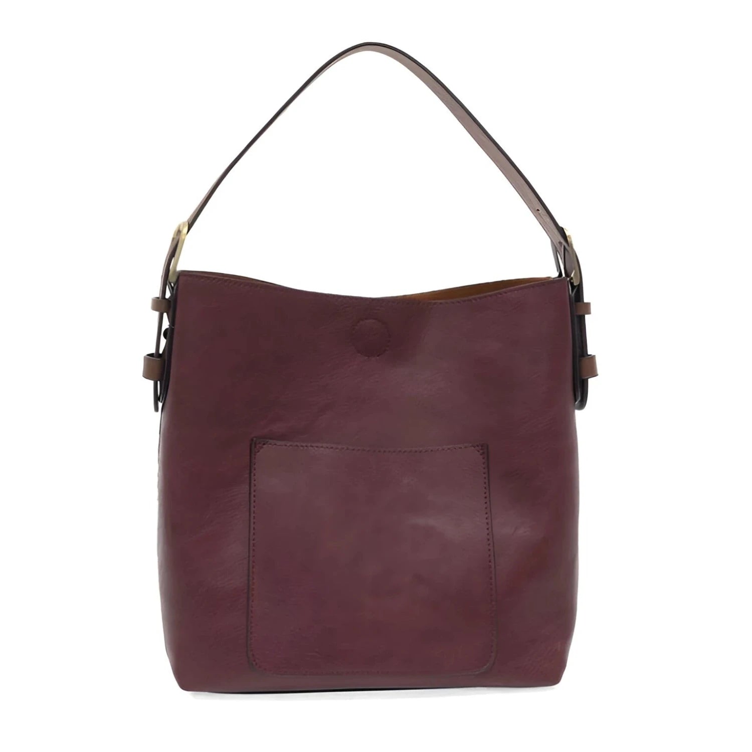 Joy Susan Classic Hobo Handbag in blackberry and coffee, front view