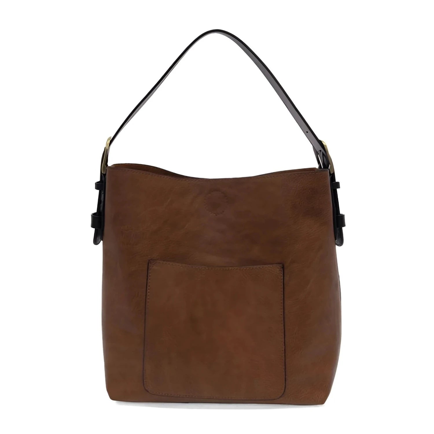 Joy Susan Classic Hobo Handbag in pecan and black , front view