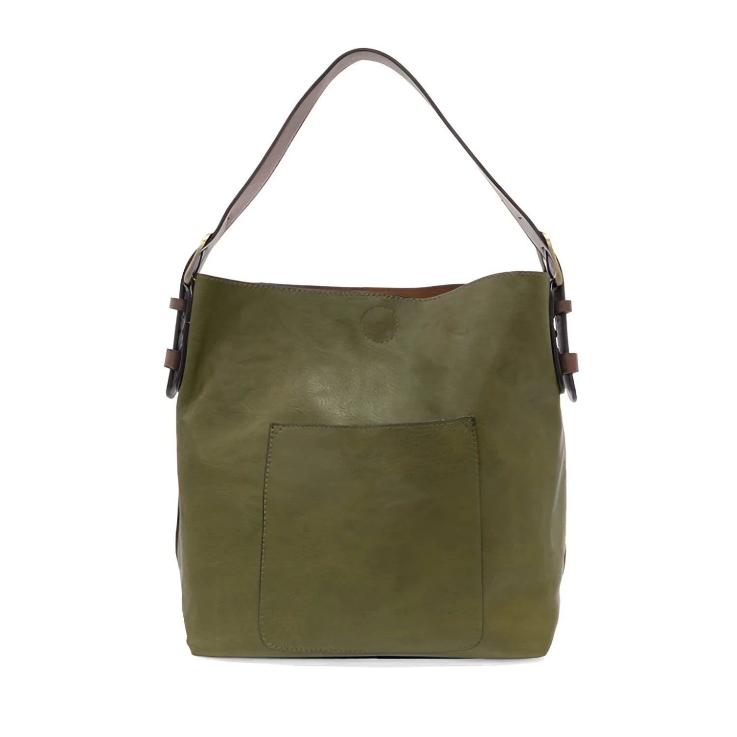 Joy Susan Classic Hobo Handbag in olive brine and coffee, front view