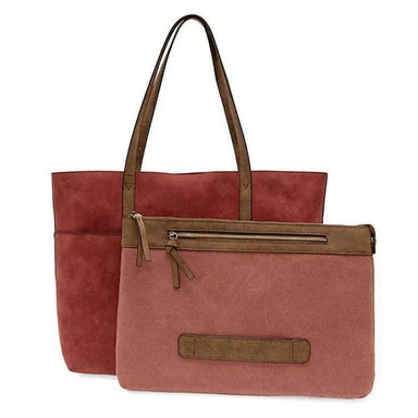 Joy Susan Danica Tote with Laptop Bag in rust, front view with laptop sleeve