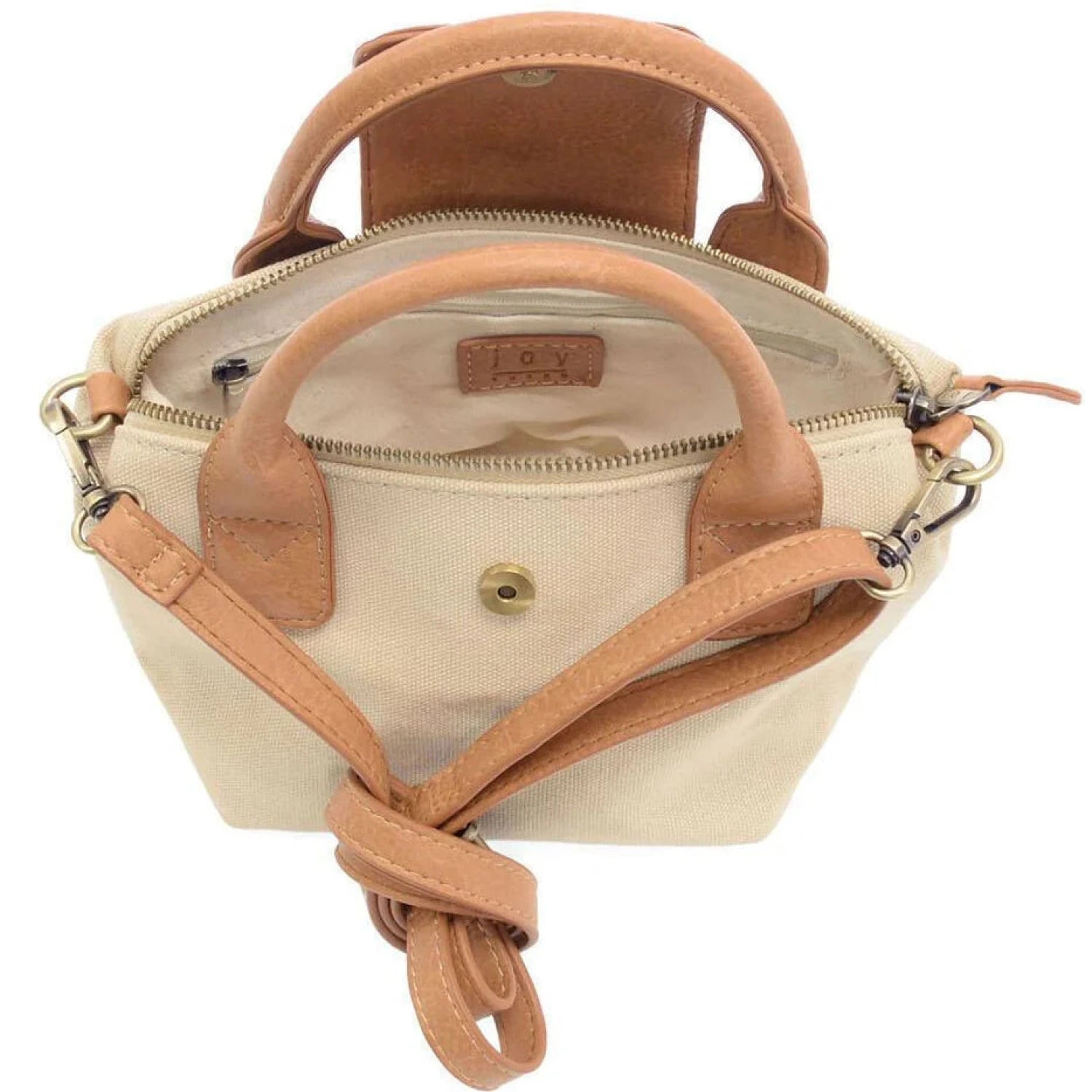 Joy Susan Mini Canvas Tote in natural, top view