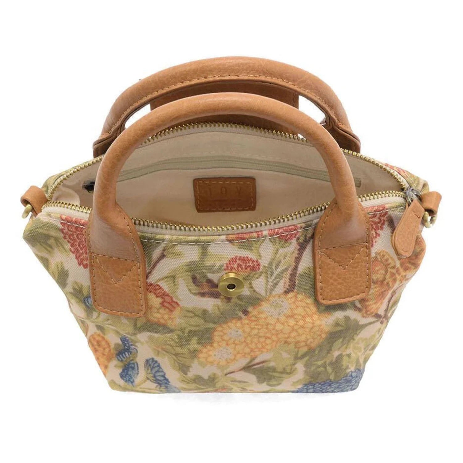 Joy Susan Mini Canvas Tote in botanical, open top view