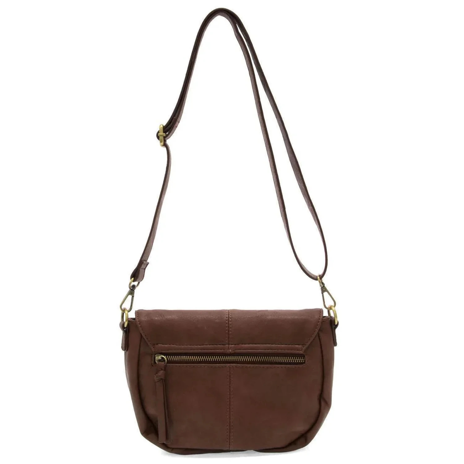 Joy Susan Helene Small Saddle Crossbody in walnut, back view